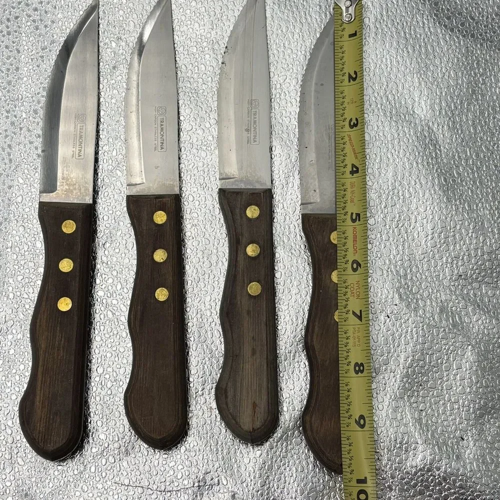 Tramontina 4 Set Steak Knives High Carbon Stainless Wood Handle 4.75